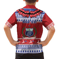 Personalised Toa Samoa Rugby Christmas Family Matching Mermaid Dress and Hawaiian Shirt Ula Fala Samoan Pattern Red LT14 - Polynesian Pride