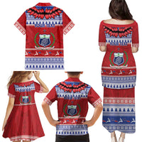 Personalised Toa Samoa Rugby Christmas Family Matching Puletasi and Hawaiian Shirt Ula Fala Samoan Pattern Red - Polynesian Pride