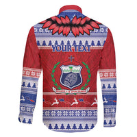 Personalised Toa Samoa Rugby Christmas Family Matching Puletasi and Hawaiian Shirt Ula Fala Samoan Pattern Red - Polynesian Pride