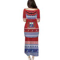 Personalised Toa Samoa Rugby Christmas Family Matching Puletasi and Hawaiian Shirt Ula Fala Samoan Pattern Red - Polynesian Pride