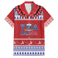 Personalised Toa Samoa Rugby Christmas Family Matching Tank Maxi Dress and Hawaiian Shirt Ula Fala Samoan Pattern Red - Polynesian Pride