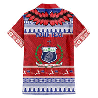 Personalised Toa Samoa Rugby Christmas Family Matching Tank Maxi Dress and Hawaiian Shirt Ula Fala Samoan Pattern Red - Polynesian Pride