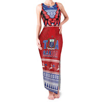 Personalised Toa Samoa Rugby Christmas Family Matching Tank Maxi Dress and Hawaiian Shirt Ula Fala Samoan Pattern Red - Polynesian Pride