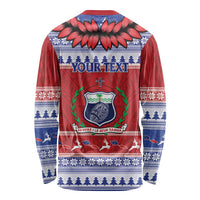 Personalised Toa Samoa Rugby Christmas Long Sleeve Shirt Ula Fala Samoan Pattern Red - Polynesian Pride