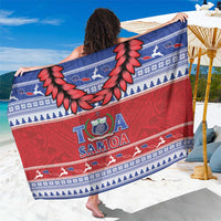 Toa Samoa Rugby Christmas Sarong Ula Fala Samoan Pattern Red - Polynesian Pride