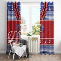Toa Samoa Rugby Christmas Window Curtain Ula Fala Samoan Pattern Red - Polynesian Pride