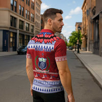 Personalised Toa Samoa Rugby Christmas Zipper Polo Shirt Ula Fala Samoan Pattern Red - Polynesian Pride