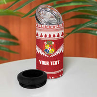 Personalised Tonga Rugby Christmas 4 in 1 Can Cooler Tumbler Mate Maa Tonga Ngatu Pattern - Polynesian Pride