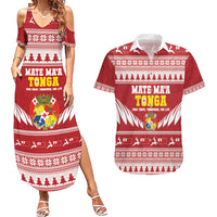 Personalised Tonga Rugby Christmas Couples Matching Summer Maxi Dress and Hawaiian Shirt Mate Maa Tonga Ngatu Pattern - Polynesian Pride