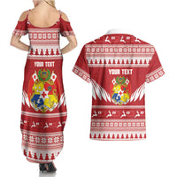 Personalised Tonga Rugby Christmas Couples Matching Summer Maxi Dress and Hawaiian Shirt Mate Maa Tonga Ngatu Pattern - Polynesian Pride