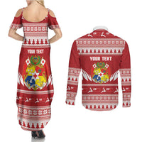 Personalised Tonga Rugby Christmas Couples Matching Summer Maxi Dress and Long Sleeve Button Shirt Mate Maa Tonga Ngatu Pattern - Polynesian Pride