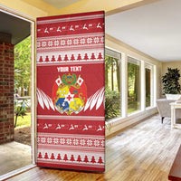 Personalised Tonga Rugby Christmas Door Cover Mate Maa Tonga Ngatu Pattern - Polynesian Pride