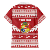 Personalised Tonga Rugby Christmas Family Matching Off The Shoulder Long Sleeve Dress and Hawaiian Shirt Mate Maa Tonga Ngatu Pattern - Polynesian Pride