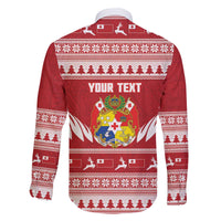 Personalised Tonga Rugby Christmas Family Matching Off The Shoulder Long Sleeve Dress and Hawaiian Shirt Mate Maa Tonga Ngatu Pattern - Polynesian Pride