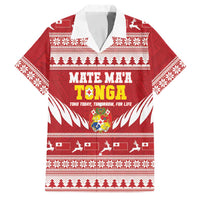 Personalised Tonga Rugby Christmas Family Matching Off Shoulder Maxi Dress and Hawaiian Shirt Mate Maa Tonga Ngatu Pattern - Polynesian Pride