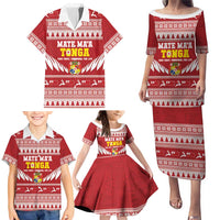 Personalised Tonga Rugby Christmas Family Matching Puletasi and Hawaiian Shirt Mate Maa Tonga Ngatu Pattern - Polynesian Pride