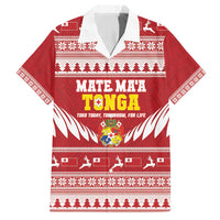 Personalised Tonga Rugby Christmas Family Matching Short Sleeve Bodycon Dress and Hawaiian Shirt Mate Maa Tonga Ngatu Pattern - Polynesian Pride