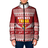 Personalised Tonga Rugby Christmas Padded Jacket Mate Maa Tonga Ngatu Pattern - Polynesian Pride
