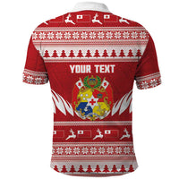 Personalised Tonga Rugby Christmas Polo Shirt Mate Maa Tonga Ngatu Pattern - Polynesian Pride
