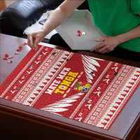 Tonga Rugby Christmas Puzzle Mate Maa Tonga Ngatu Pattern - Polynesian Pride