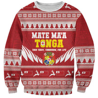 Personalised Tonga Rugby Christmas Sweatshirt Mate Maa Tonga Ngatu Pattern - Polynesian Pride