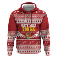 Personalised Tonga Rugby Christmas Zip Hoodie Mate Maa Tonga Ngatu Pattern - Polynesian Pride