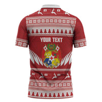 Personalised Tonga Rugby Christmas Zipper Polo Shirt Mate Maa Tonga Ngatu Pattern - Polynesian Pride