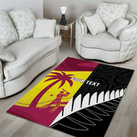 New Zealand and West Indies Cricket Custom Area Rug Black Cap Windies Together - Polynesian Pride