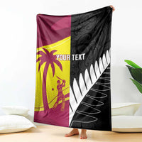 New Zealand and West Indies Cricket Custom Blanket Black Cap Windies Together - Polynesian Pride