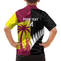 New Zealand and West Indies Cricket Custom Family Matching Off Shoulder Short Dress and Hawaiian Shirt Black Cap Windies Together LT14 - Polynesian Pride