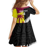 New Zealand and West Indies Cricket Custom Family Matching Summer Maxi Dress and Hawaiian Shirt Black Cap Windies Together LT14 - Polynesian Pride