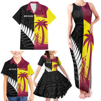 New Zealand and West Indies Cricket Custom Family Matching Tank Maxi Dress and Hawaiian Shirt Black Cap Windies Together - Polynesian Pride