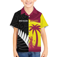 New Zealand and West Indies Cricket Custom Family Matching Tank Maxi Dress and Hawaiian Shirt Black Cap Windies Together LT14 Son's Shirt Black - Polynesian Pride