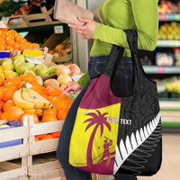 New Zealand and West Indies Cricket Custom Grocery Bag Black Cap Windies Together - Polynesian Pride