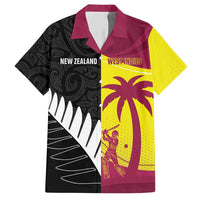 New Zealand and West Indies Cricket Custom Hawaiian Shirt Black Cap Windies Together - Polynesian Pride