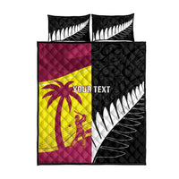 New Zealand and West Indies Cricket Custom Quilt Bed Set Black Cap Windies Together - Polynesian Pride