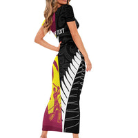 New Zealand and West Indies Cricket Custom Short Sleeve Bodycon Dress Black Cap Windies Together - Polynesian Pride