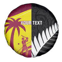 New Zealand and West Indies Cricket Custom Spare Tire Cover Black Cap Windies Together - Polynesian Pride