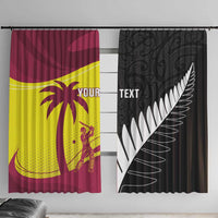 New Zealand and West Indies Cricket Custom Window Curtain Black Cap Windies Together - Polynesian Pride