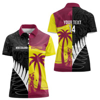 New Zealand and West Indies Cricket Custom Women Polo Shirt Black Cap Windies Together - Polynesian Pride