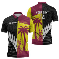 New Zealand and West Indies Cricket Custom Zipper Polo Shirt Black Cap Windies Together - Polynesian Pride