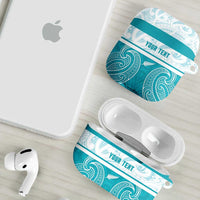 New Zealand Silver Fern Cricket Custom AirPods Case Black Cap Teal Maori Pattern - Polynesian Pride