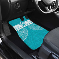 New Zealand Silver Fern Cricket Custom Car Mats Black Cap Teal Maori Pattern - Polynesian Pride