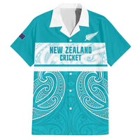 New Zealand Silver Fern Cricket Custom Hawaiian Shirt Black Cap Teal Maori Pattern - Polynesian Pride