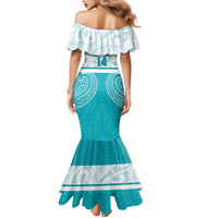 New Zealand Silver Fern Cricket Custom Mermaid Dress Black Cap Teal Maori Pattern - Polynesian Pride