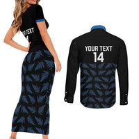 New Zealand Silver Fern Cricket Custom Couples Matching Short Sleeve Bodycon Dress and Long Sleeve Button Shirt Black Cap T20 Version - Polynesian Pride