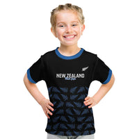 New Zealand Silver Fern Cricket Custom Kid T Shirt Black Cap T20 Version - Polynesian Pride