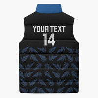 New Zealand Silver Fern Cricket Custom Sleeveless Puffer Jacket Black Cap T20 Version - Polynesian Pride