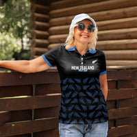 New Zealand Silver Fern Cricket Custom Women Polo Shirt Black Cap T20 Version - Polynesian Pride
