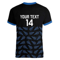 New Zealand Silver Fern Cricket Custom Women V-Neck T-Shirt Black Cap T20 Version - Polynesian Pride